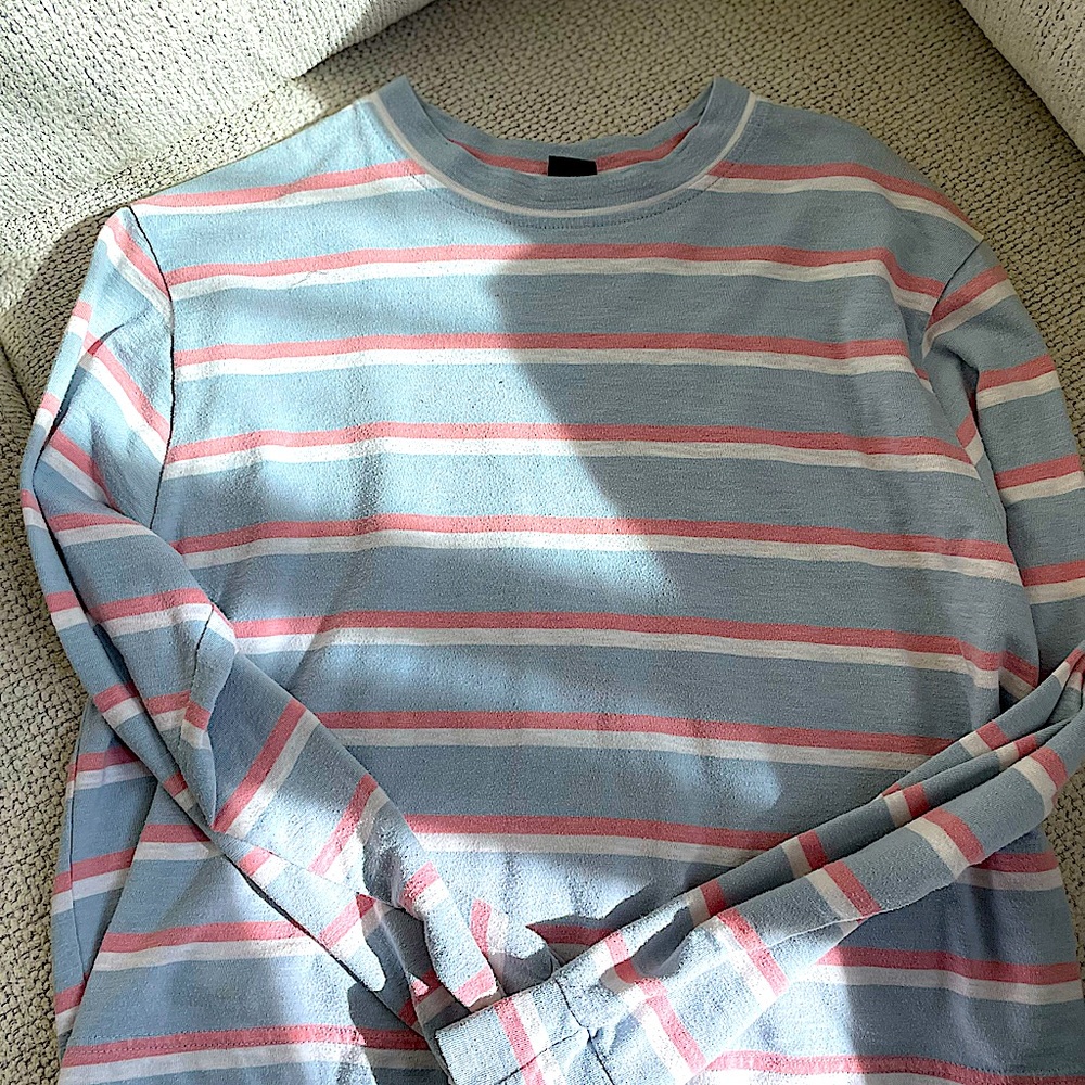 Stripped violet, pink, and white long sleeve tee. Wild fable, and size M.